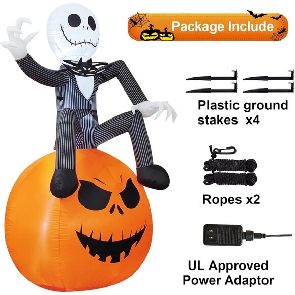 6 Ft Inflatable Halloween Yard Decorations  Outdoor Blow Up Yard Pumpkin LED - Picture 4 of 6